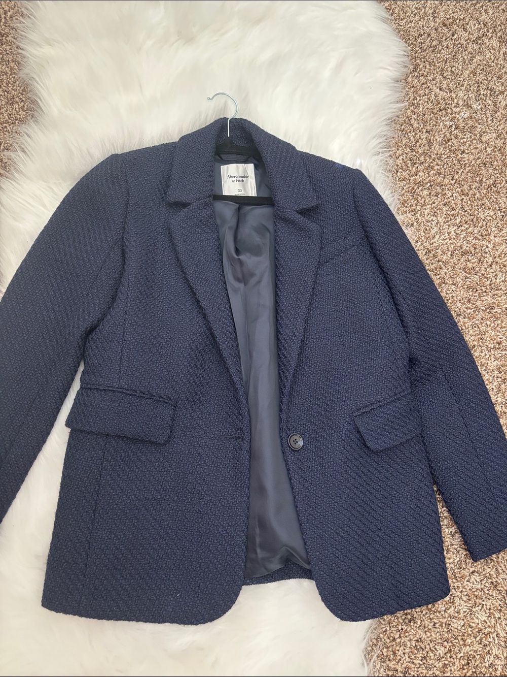 Abercrombie & Fitch Navy Textured Blazer Jacket